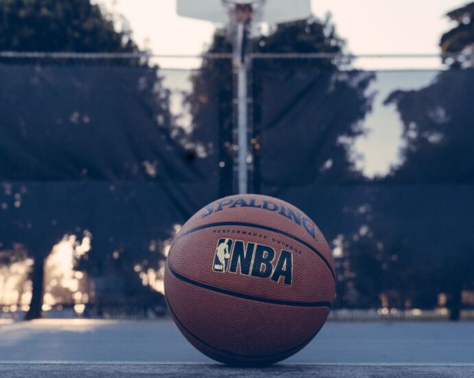 Basketball ball on the court