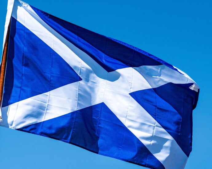 Scottish flag flying
