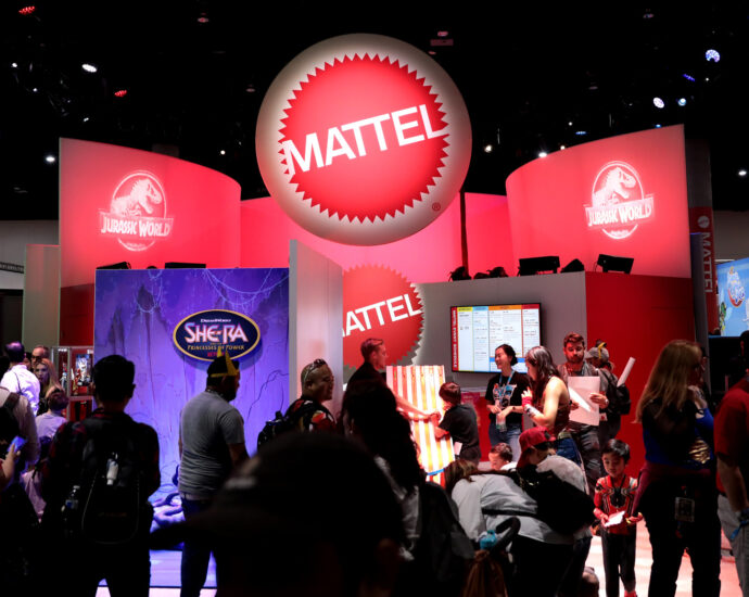 Mattel booth at the 2019 San Diego Comic-Con International at the San Diego Convention Center in San Diego, California.