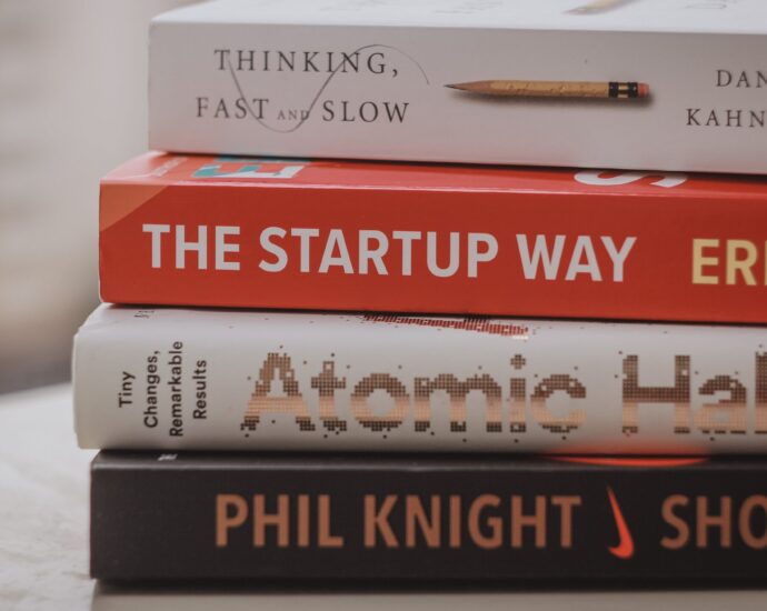 Stack of self-help books.