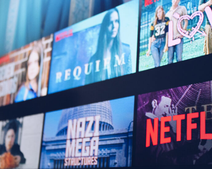 Image displays TV shows on Netflix's homepage.
