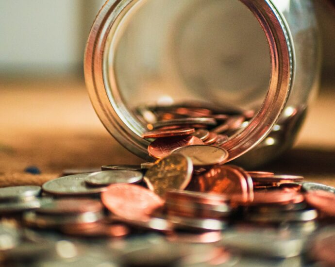 A jar of coins tipped over