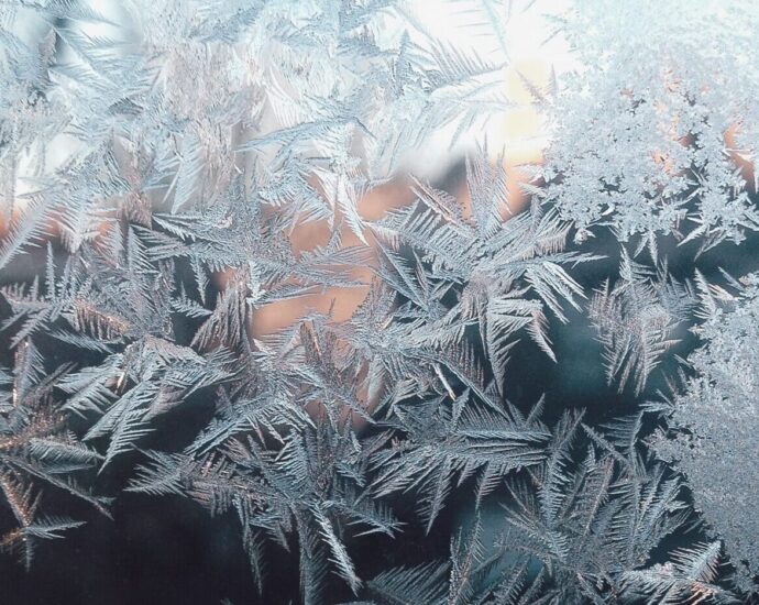 Ice reflecting sunlight.