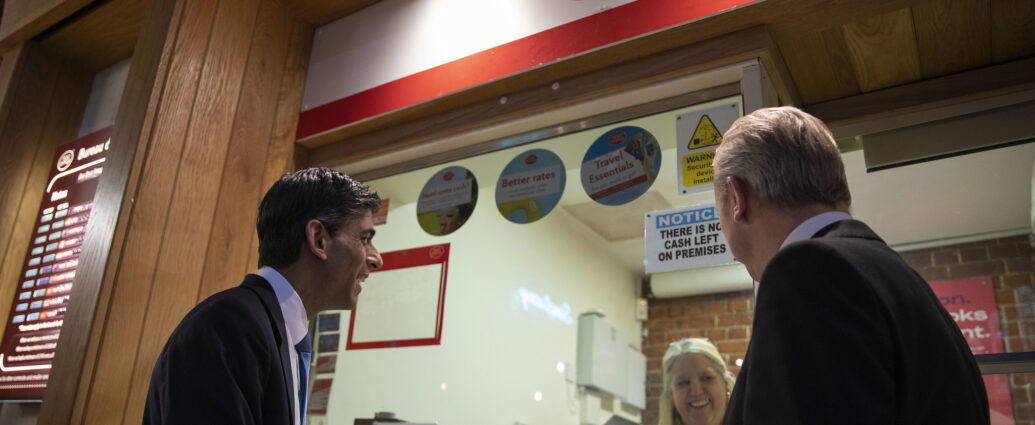 Rishi Sunak visiting a community Post Office in North London, February 2022.