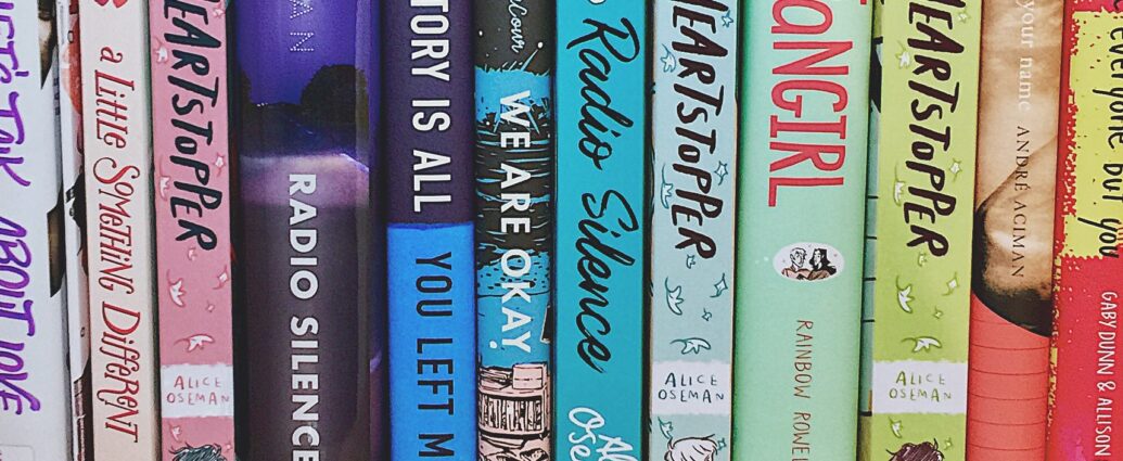 A displayed selection of books made popular on BookTok.