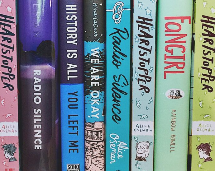 A displayed selection of books made popular on BookTok.