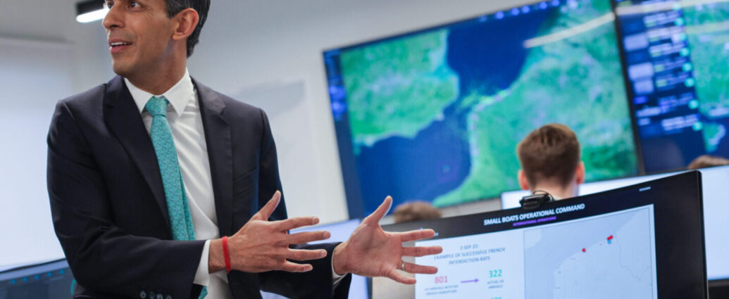 Due to the Rwanda Bill, Rishi Sunak visits the small boats operation room.