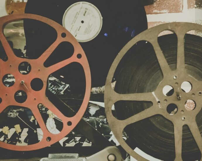 The mechanics of a piece of vintage filmmaking equipment.