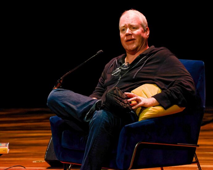 Bret Easton Elis, author of American Psycho, speaking at Queen Elizabeth Hall on Thursday 2nd February 2023.