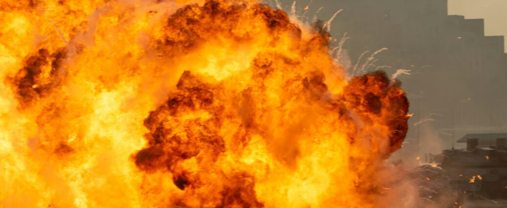 an explosion of fire