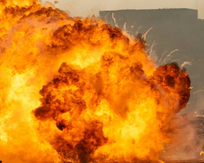 an explosion of fire