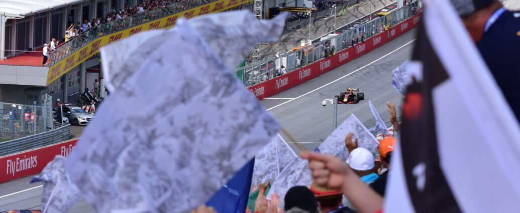 Max Verstappen winning the 2018 Austrian Grand Prix.