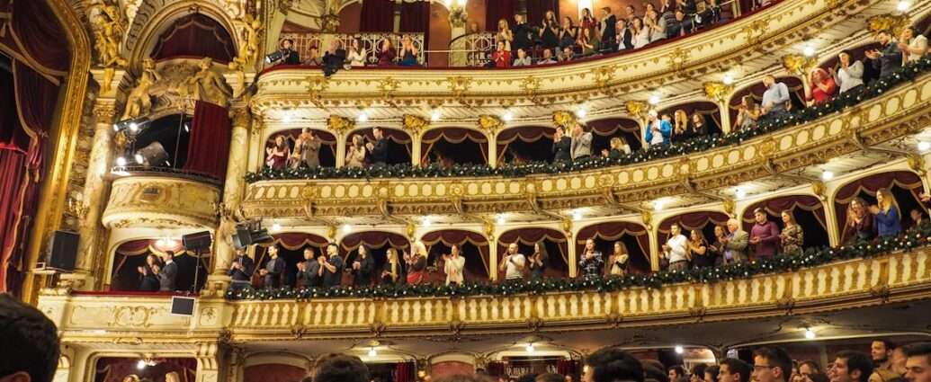 The inside of a busy theatre.