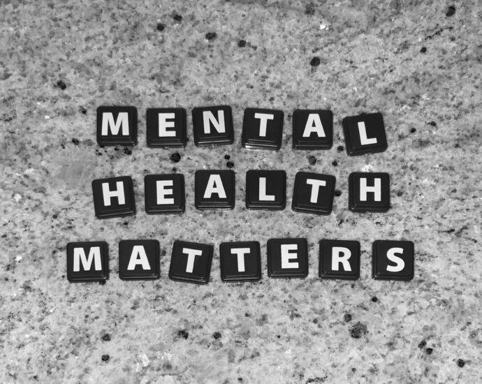 Tiles with letters spelling out 'Mental health matters'.