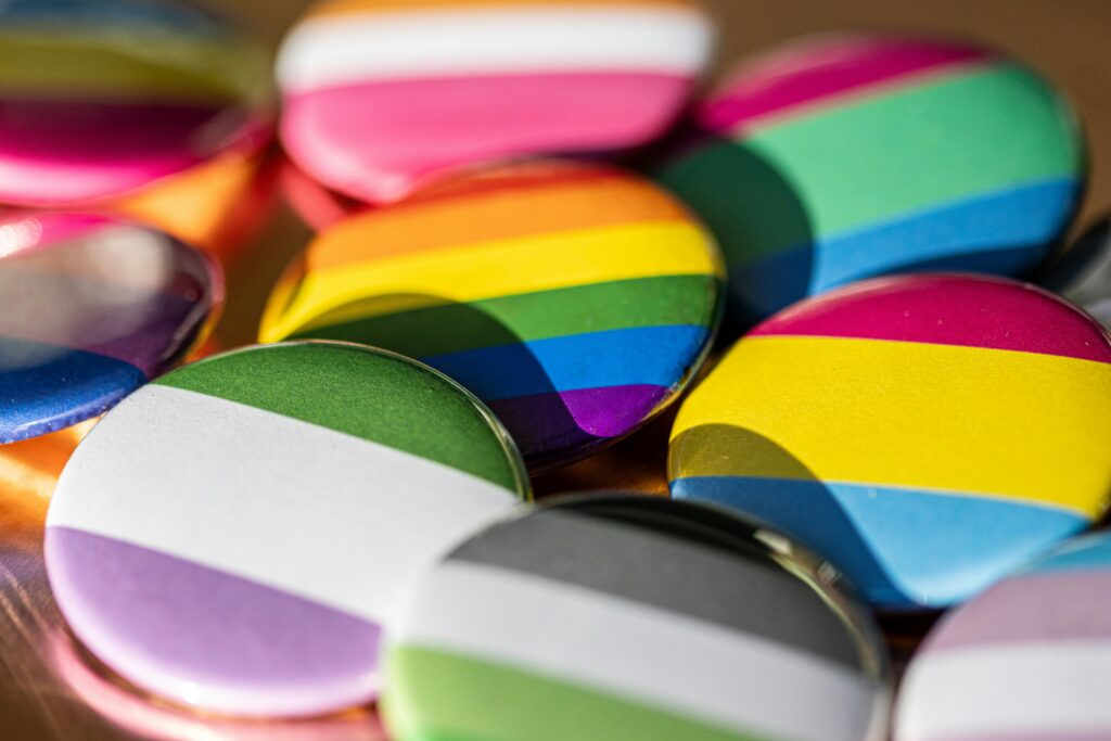 LGBTQ+ flags on badges