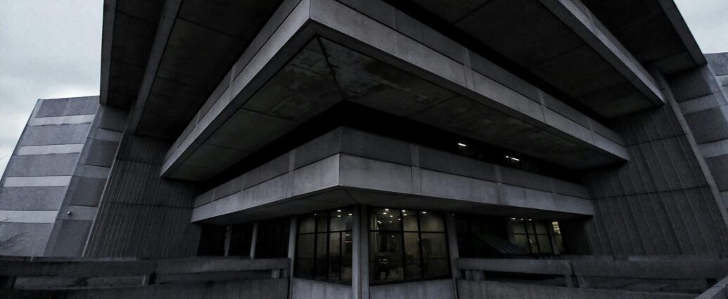A brutalist style building