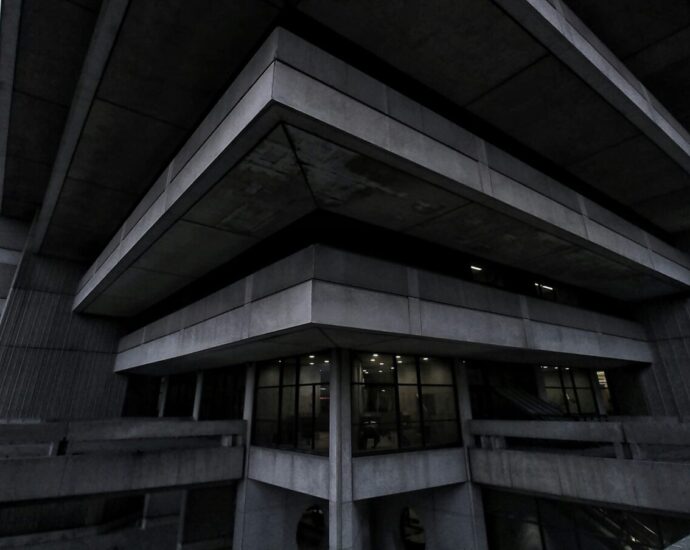 A brutalist style building