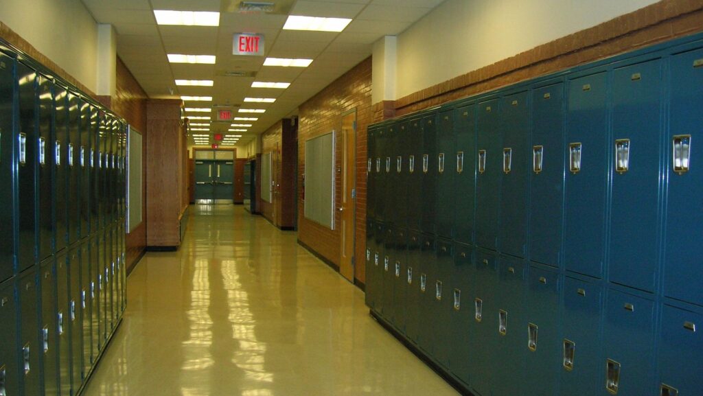 School hallway with lockers
